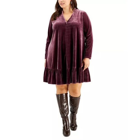 Taylor Womens Velvet Shift Dress Size 16W - Picture 1 of 12